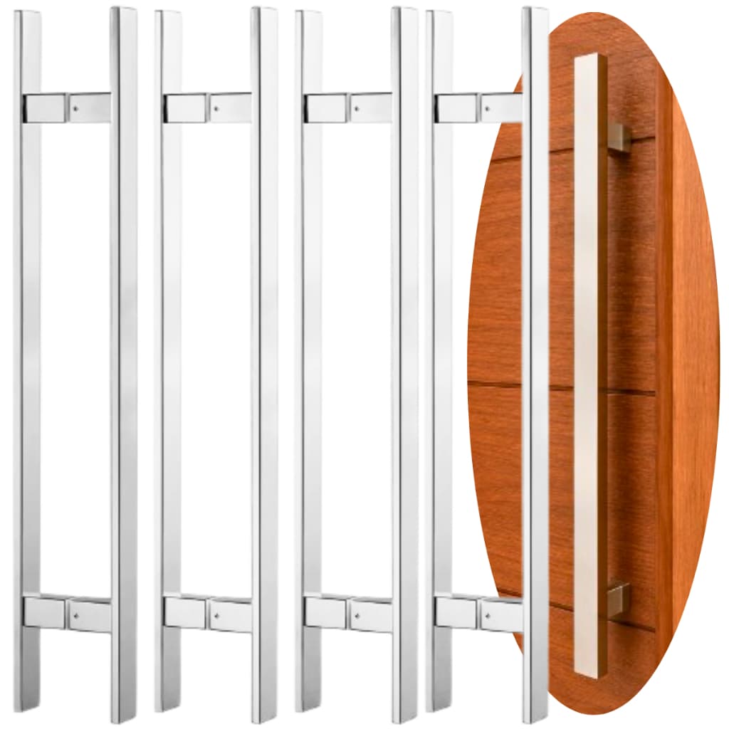 Kit 4  Puxadores Inox 45 Cm Barra Chata Polido Alto Brilho Espelhado Porta Madeira Vidro
