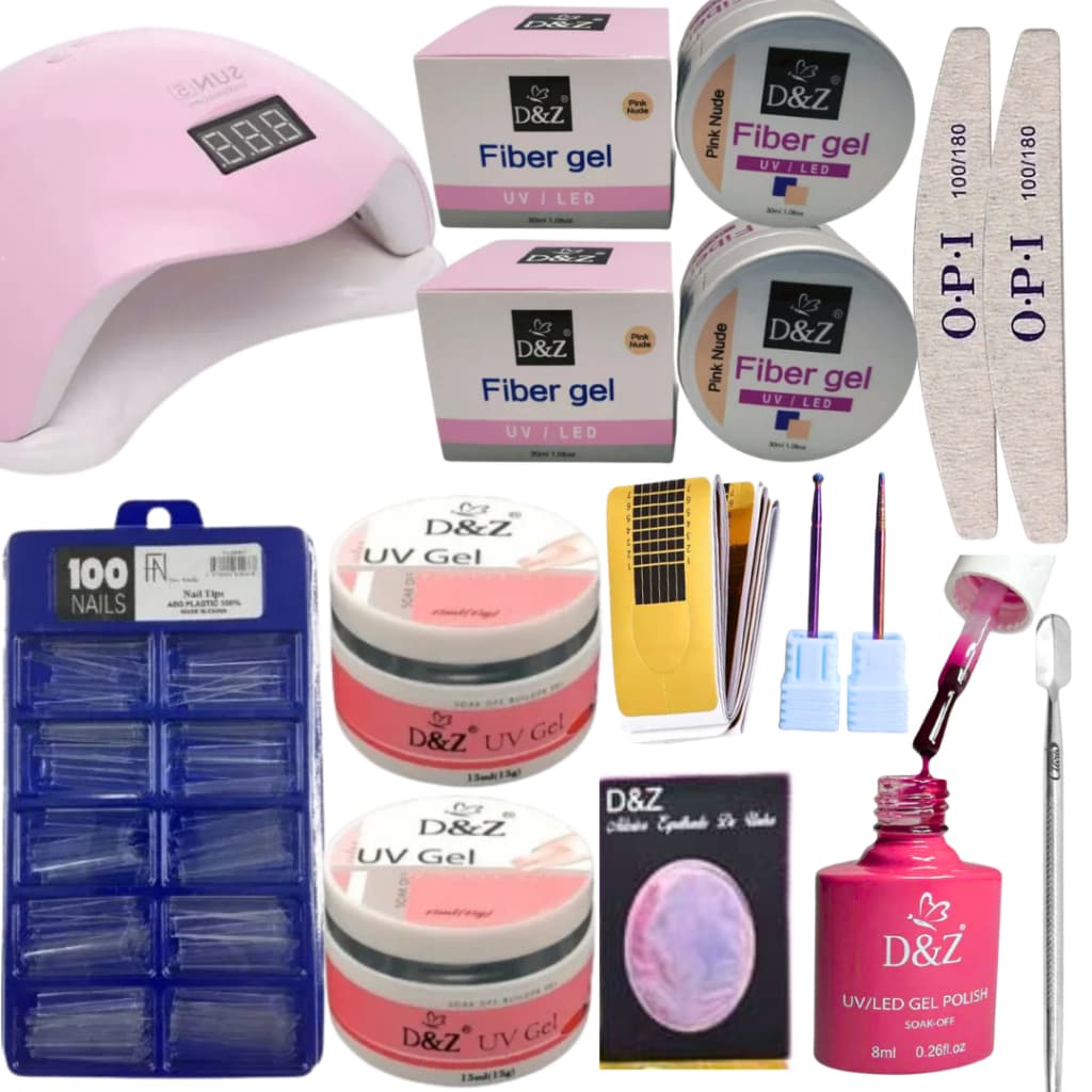 Kit Unhas Gel Profissional com Cabine + Acessórios Completos Preparadores + Esmalte Lixas Glitter