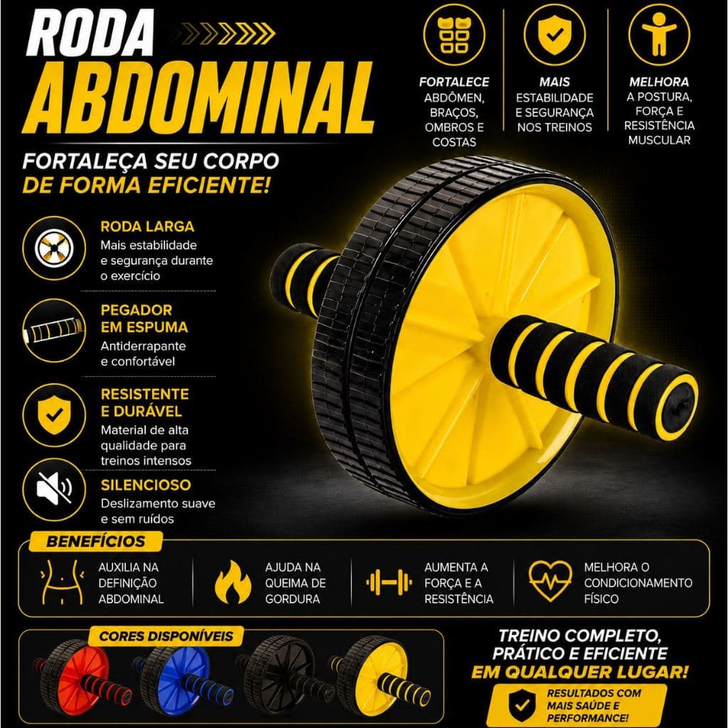 Roda Abdominal Dupla Profissional Exercício Treino Abdômen Core Academia Fitness
