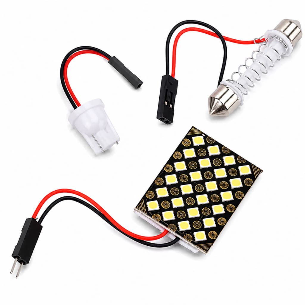 Placa LED 24 LEDs SMD Teto Automotivo Torpedo T10 Super Brilho Luz Interna Branca Alta Durabilidade