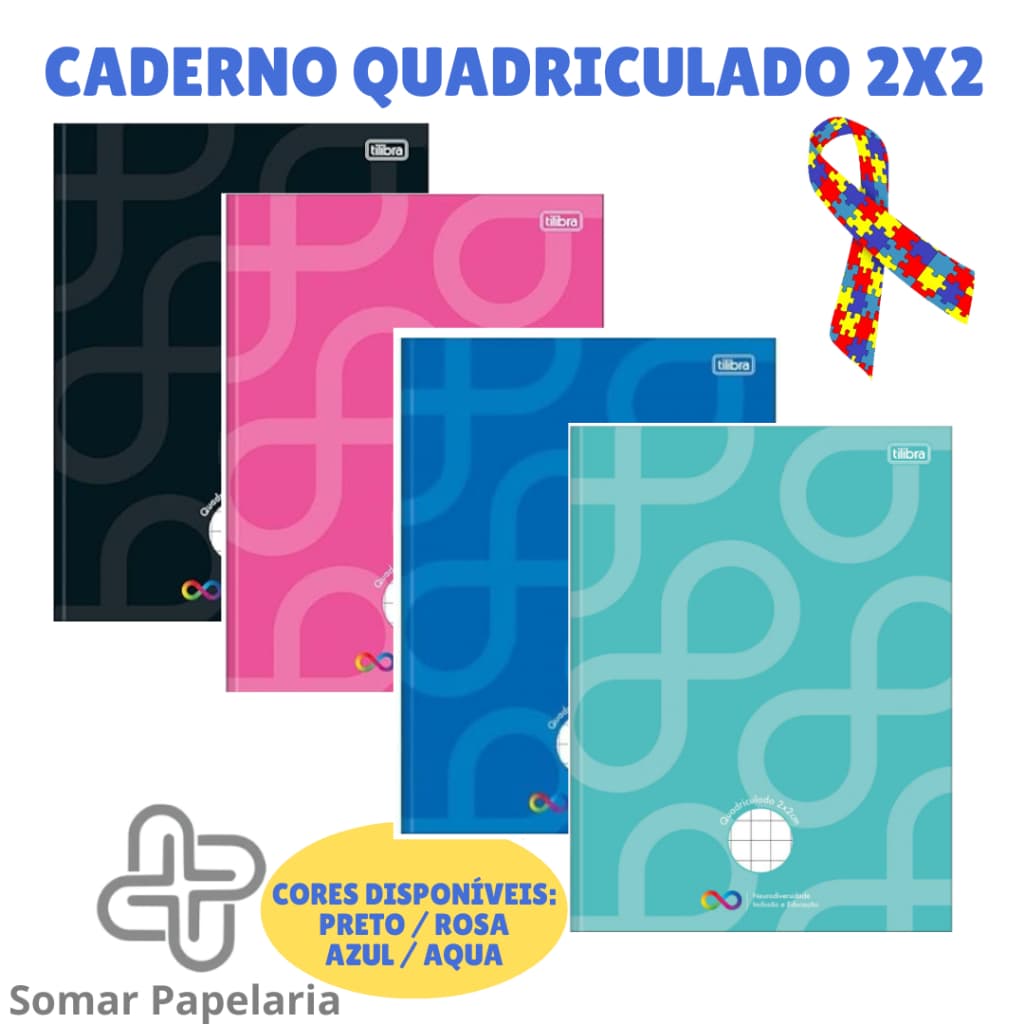 Caderno Quadriculado 2x2 Capa Dura Tilibra Brochura Autismo Neurodiversidade Original