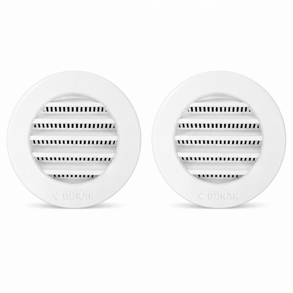 Kit 2 Grelhas de Ventilação Redonda  Plástico Com Tela 100mm Grade Anti Inseto