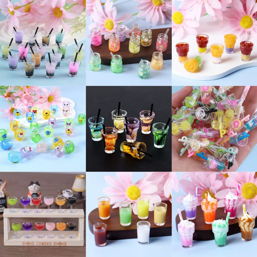 Miniaturas de Bebidas e Sobremesas Modelo Aleatório para Casa de Boneca DIY