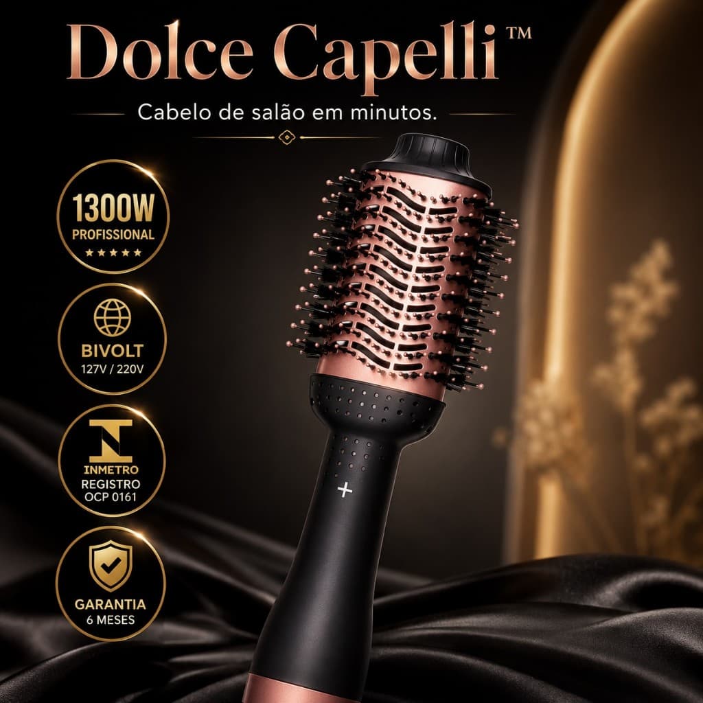 Escova Alisadora Secadora Modeladora Cabelo Bivolt Profissional 1300w