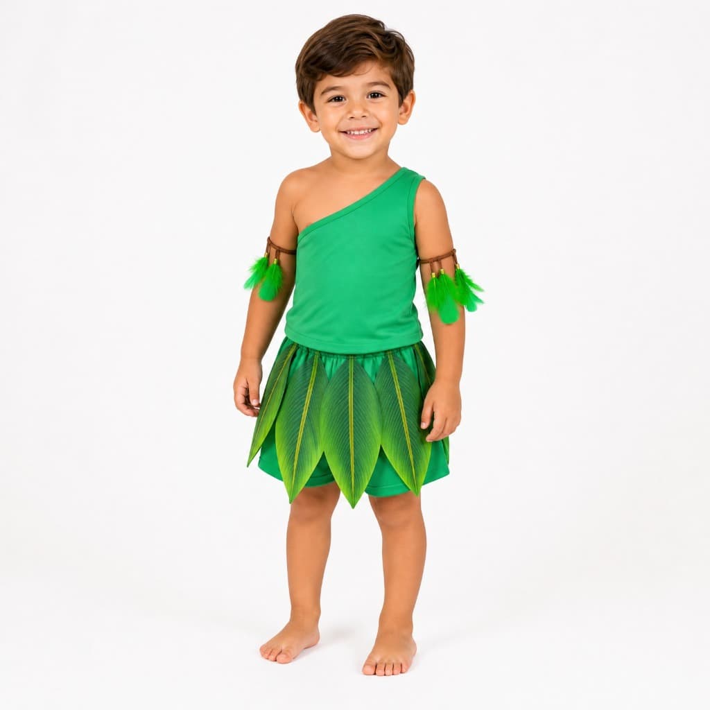 Fantasia Curupira Infantil Verde Completa | Folclore Brasileiro Festa Escolar Carnaval
