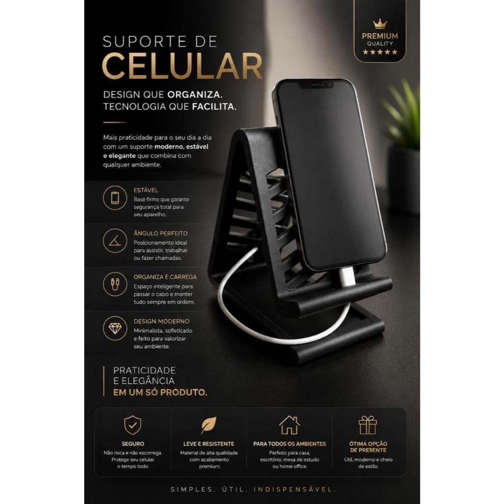 Suporte para Celular Moderno e Elegante – Impressão 3D