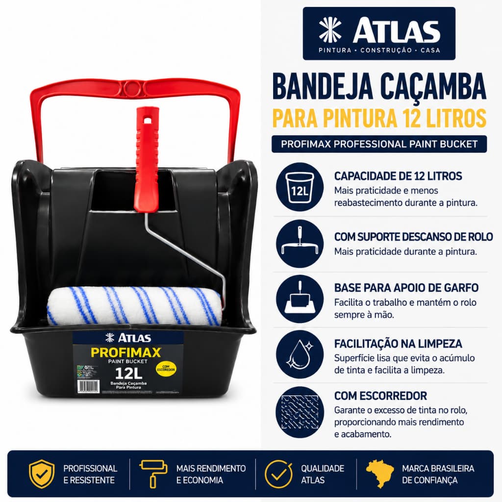 Bandeja Caçamba Para Pintura 12 litros Profimax PROFESSIONAL PAINT BUCKET ATLAS S/A
