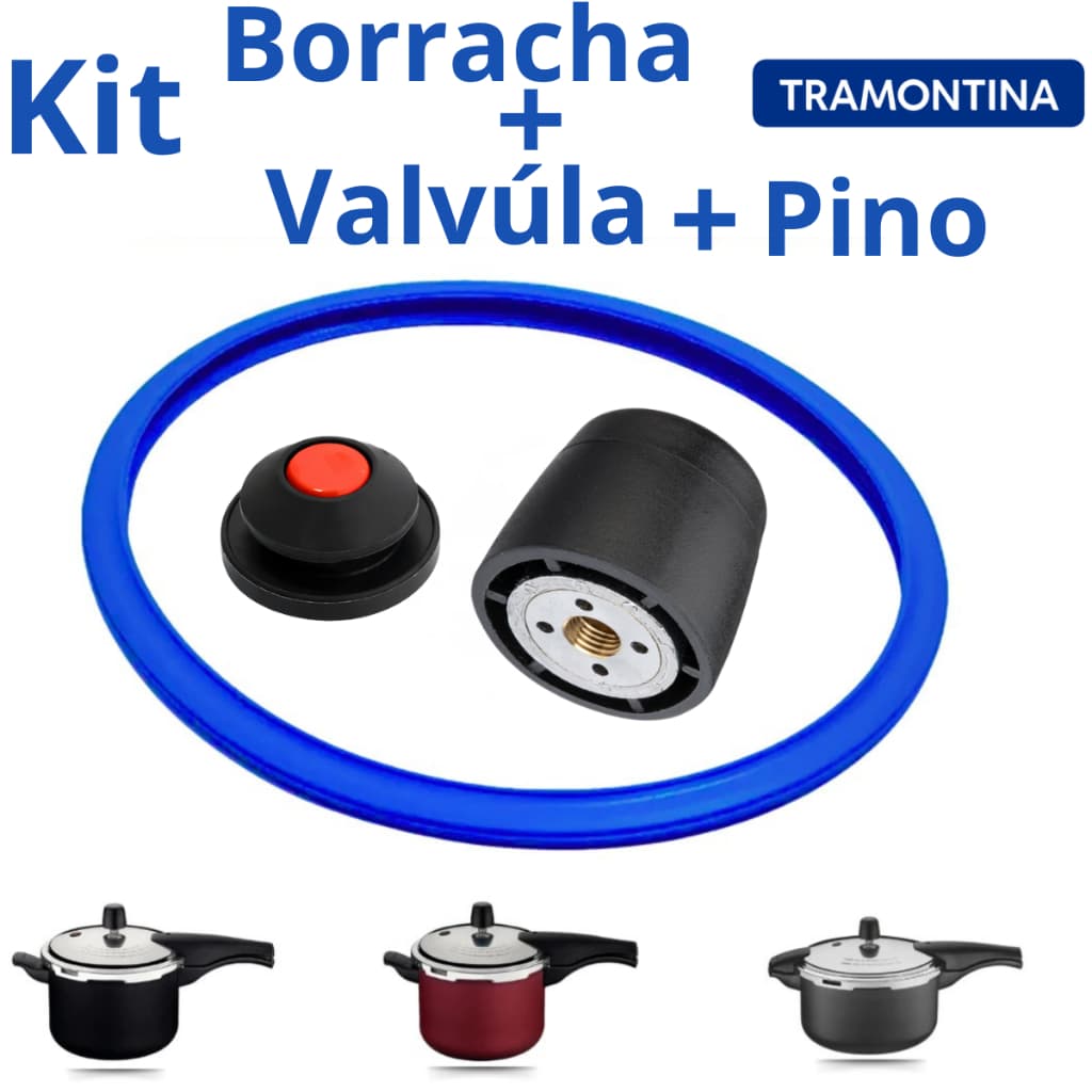 Kit Borracha Vedação Panela de Pressão Valvula e Peso Tramontina Vancouver/Valencia 4,5e 6 Lts