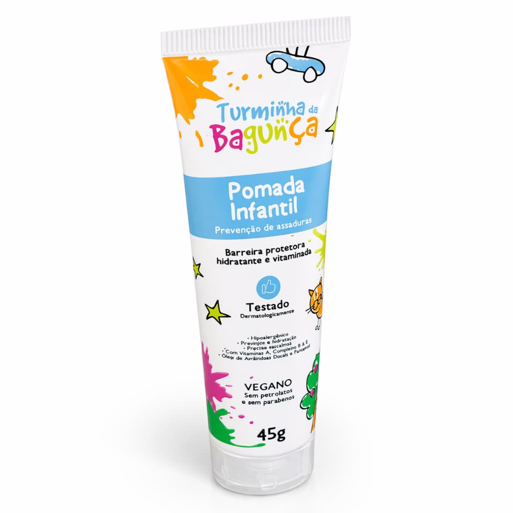 Pomada de Assadura para Bebê 45g Turminha da Bagunça Pomada Infantil Assaduras com Vitaminas Vegana Hipoalergênica