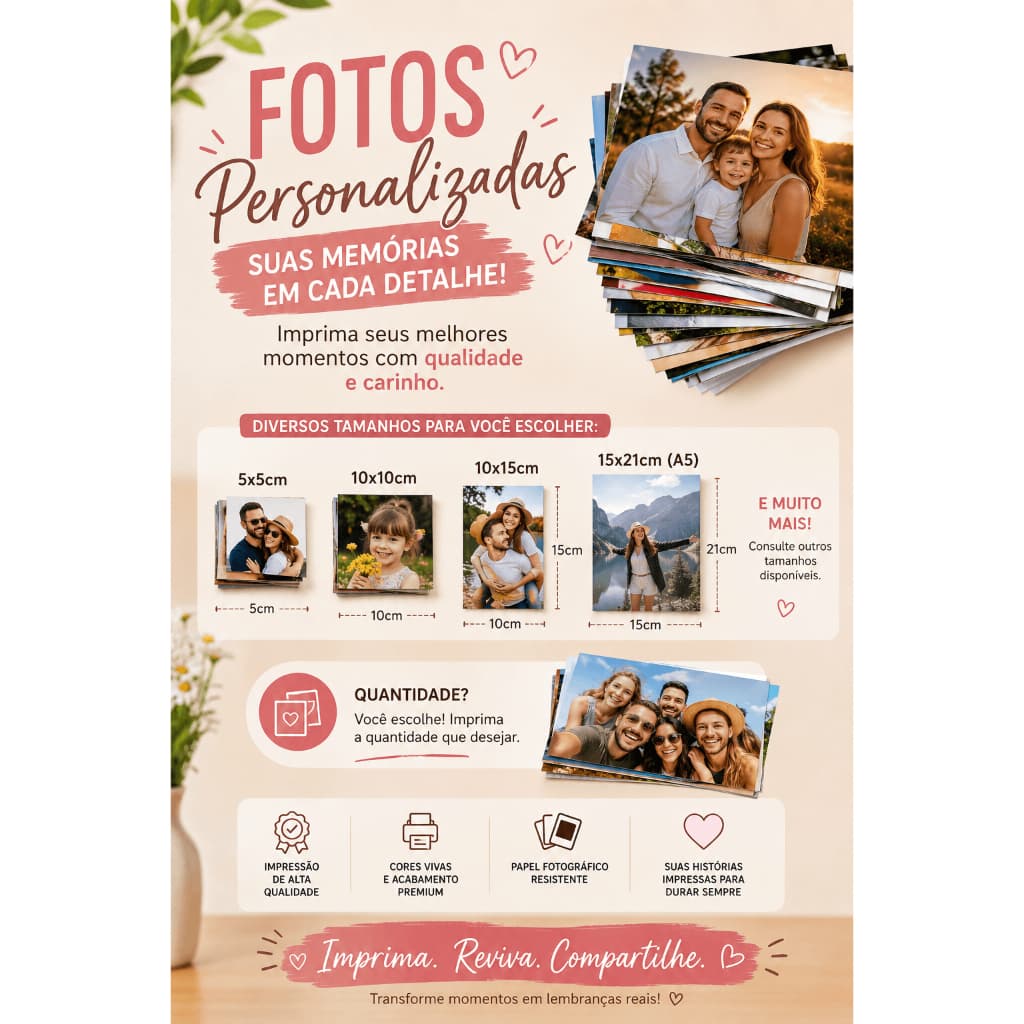 Revelar Fotos - Todos os Tamanhos - Mini fotos - 10x15 - 15x21 Entre Outros - Papel fotográfico - Fotos Impressas