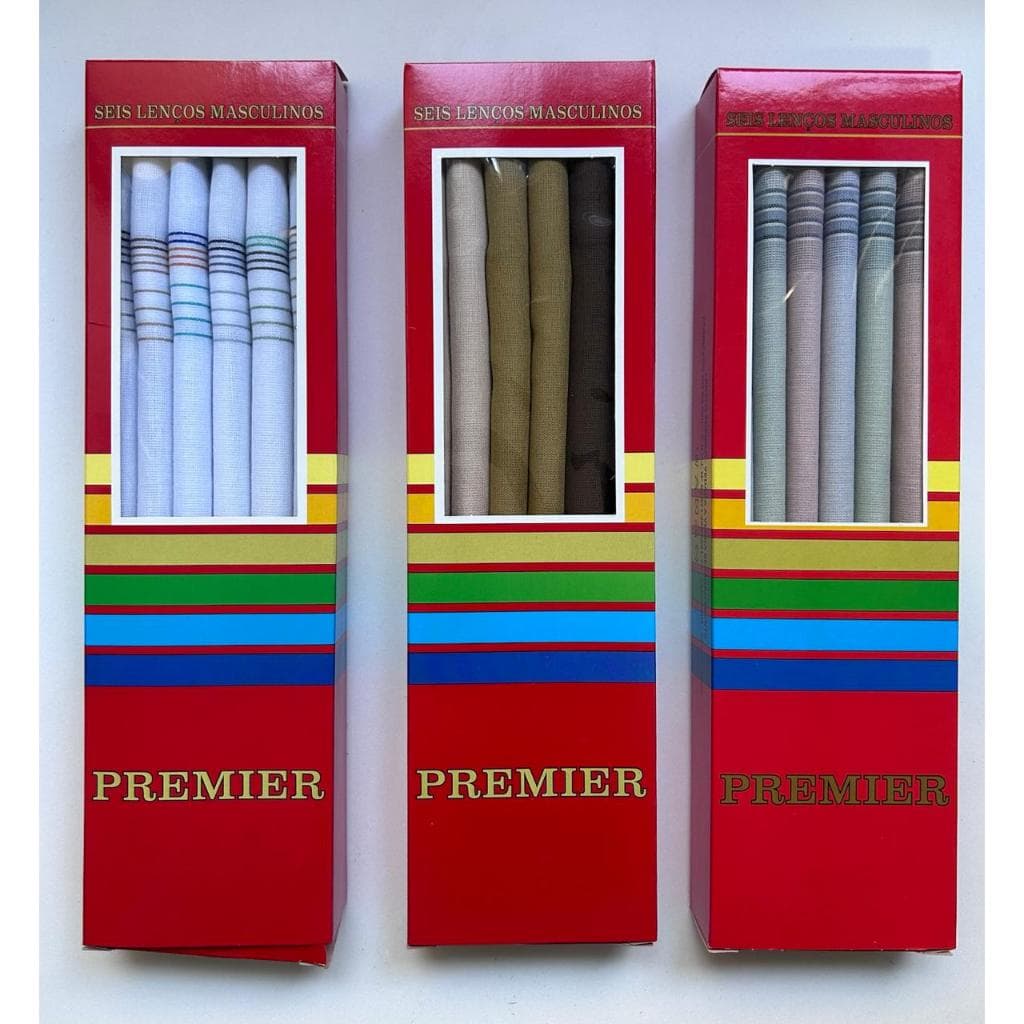 LENÇOS DE BOLSO PREMIER PRESIDENTE 100% ALGODÃO C/6