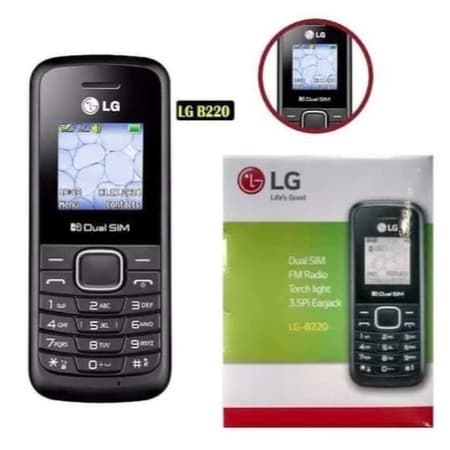 LG B220 Dual Chip 3G Celular Simples de Botão Rádio FM Lanterna Bateria Durável Preto