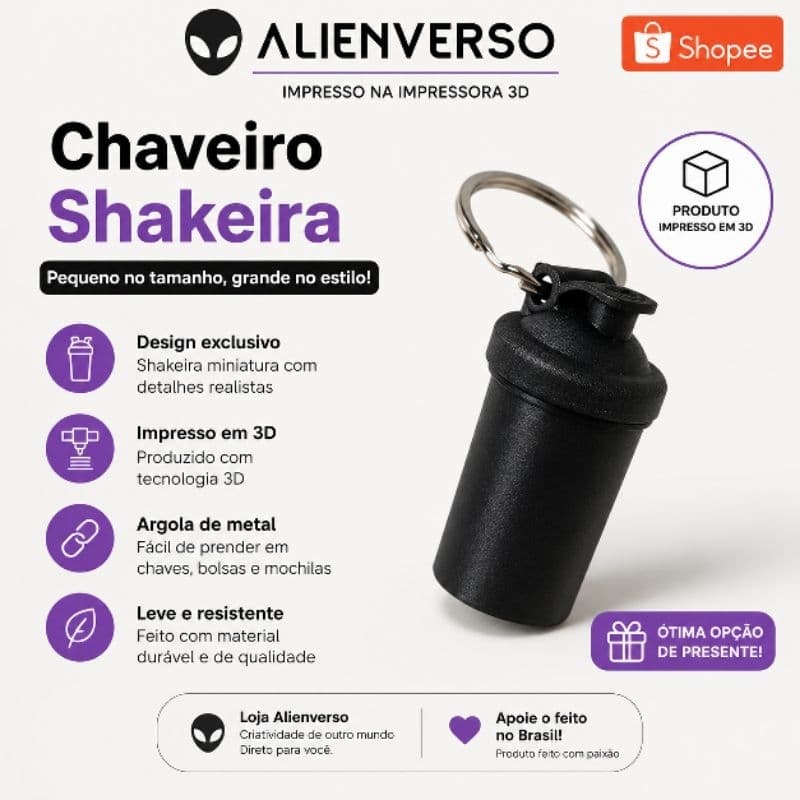 Chaveiro Shakeira Academia 3D Miniatura Fitness | Impresso em 3D | Presente para Marombeiros |