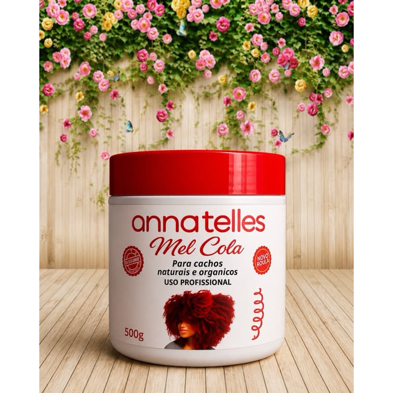 Mel Cola Creme para Cachos - Definição Duradoura e Controle de Frizz, Hidratação Profunda 500g