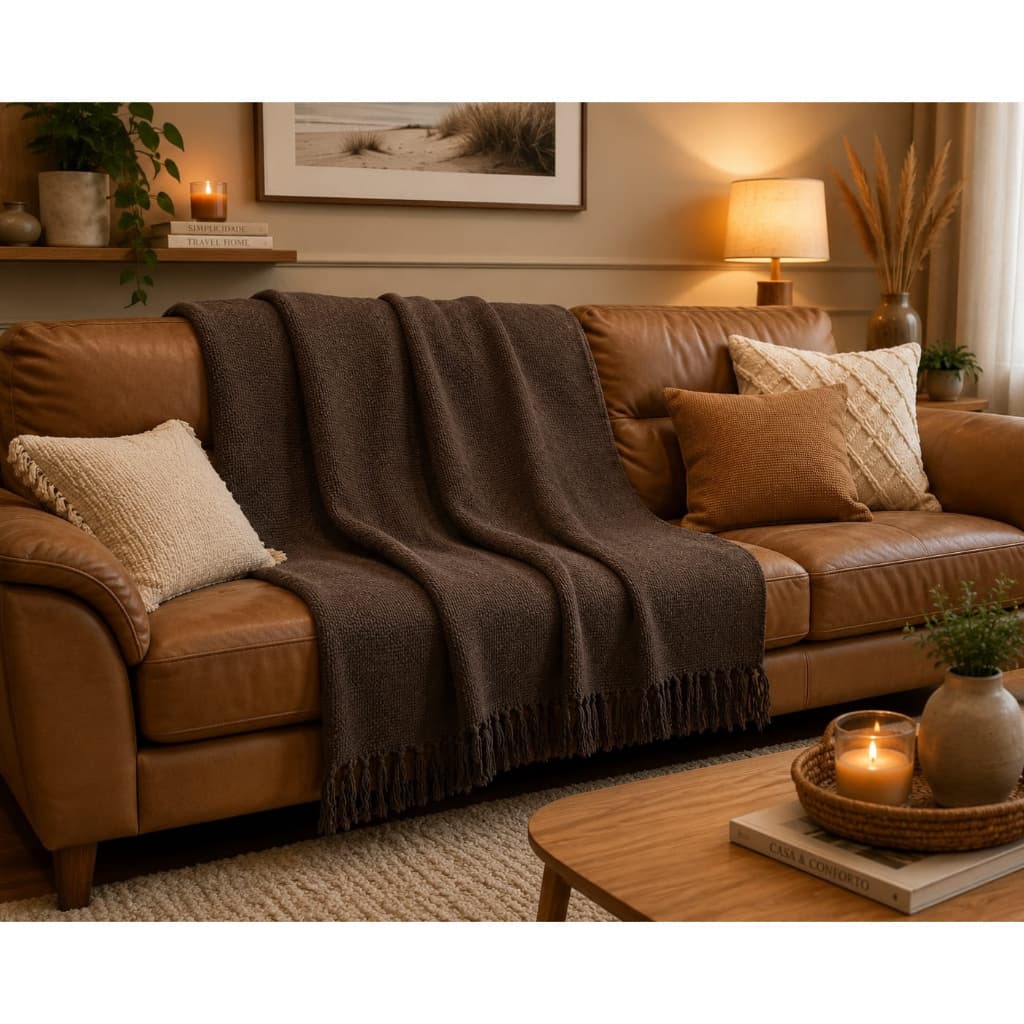 Manta Para Sofá Luxuosa 2,10x1,20 Metros Gigante 100% Algodão Tipo Capa De Sofá Decorativa