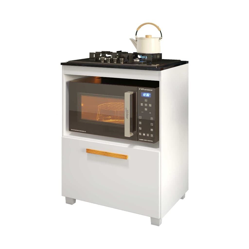 Balcão Cooktop 4 e 5 Bocas Compacto Para Cozinha Com porta Nicho Amplo para Forno ou Microondas Completo - Turim