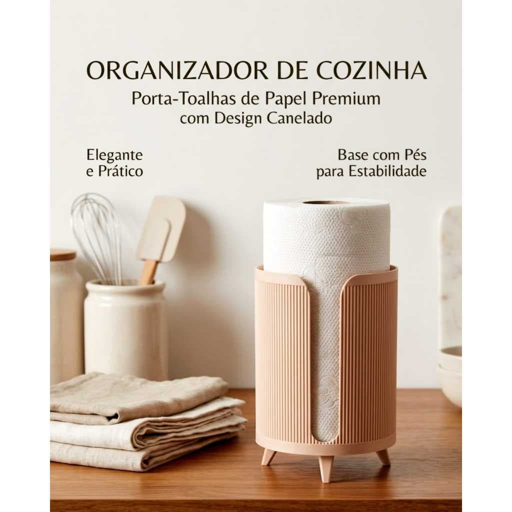 Porta Papel Toalha Organizador De Cozinha Premium Canelado Com Pés Resistente