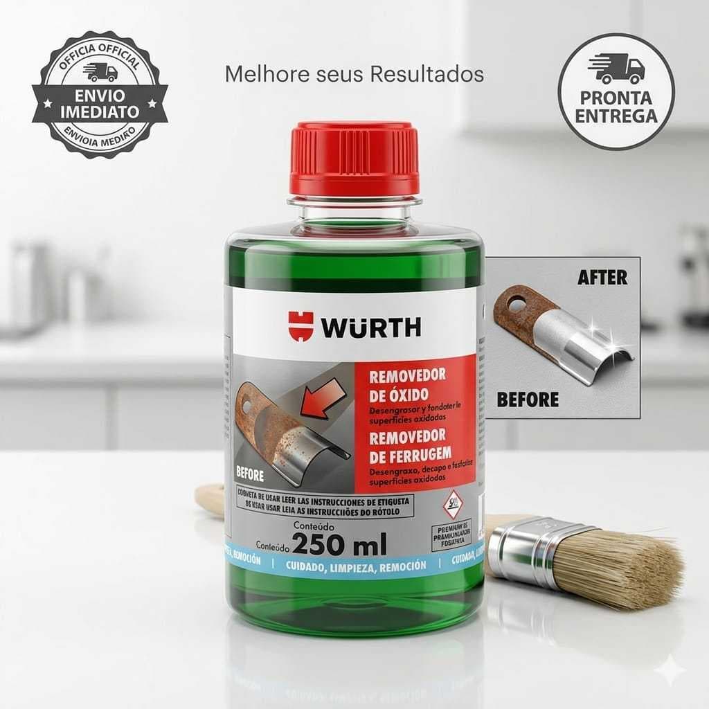 Removedor de Oxido e Ferrugem Wurth 250ml - Limpeza de Chassis, Numeração de Chassi e Peças Metálicas
