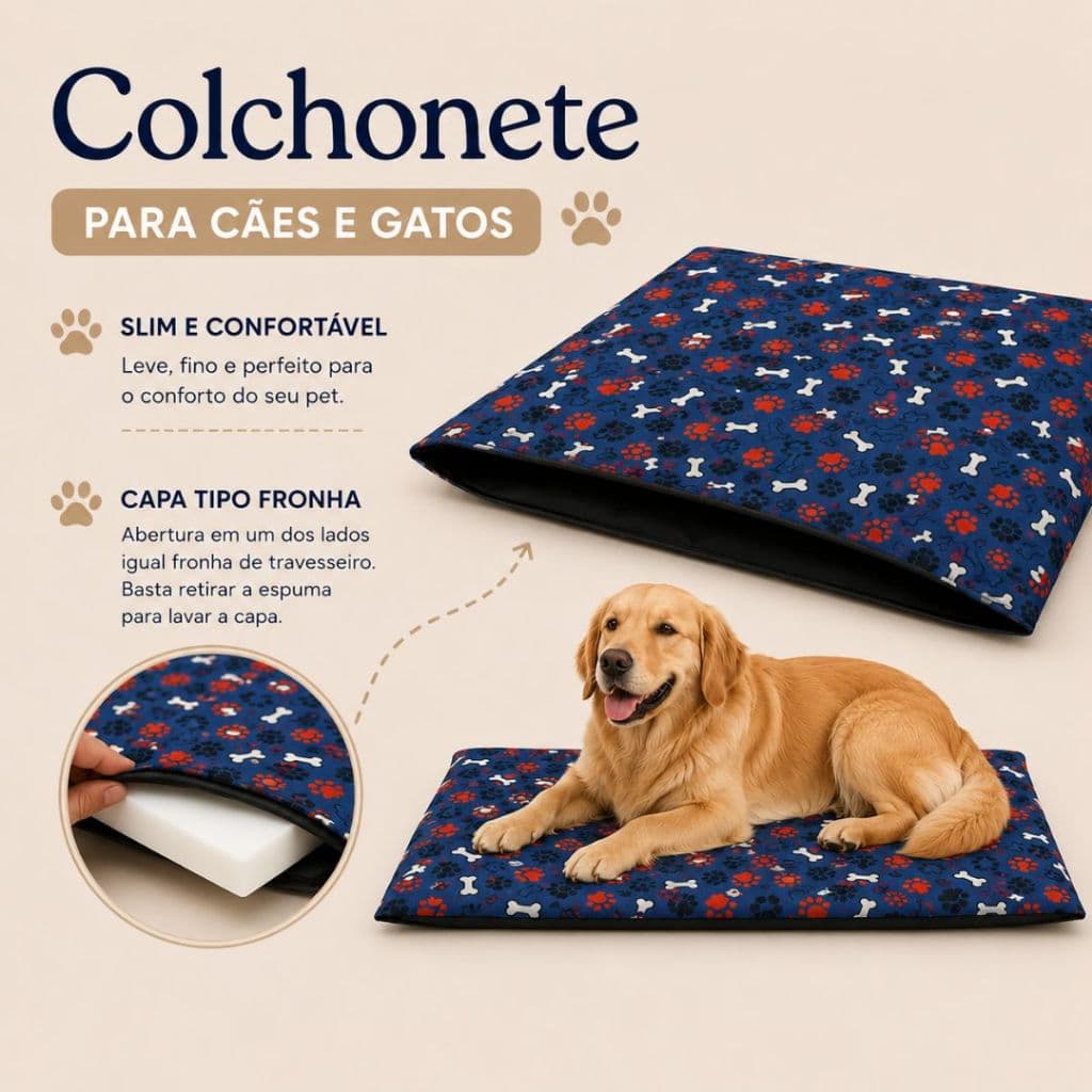 Cama com capa removível e lavável caminha colchonete pet para cachorro e gato