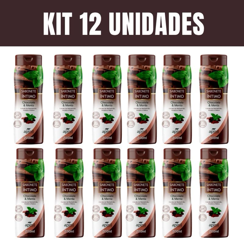 Sabonetes Íntimo Corporal KIT 12 APINIL 200ml - Aroma CHOCOLATE & MENTA
