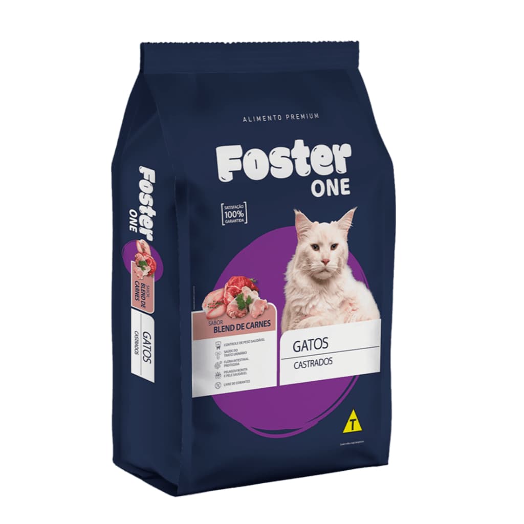 Ração Foster One Premium para Gatos Castrados sabor Blend de Carnes 10.1 KG