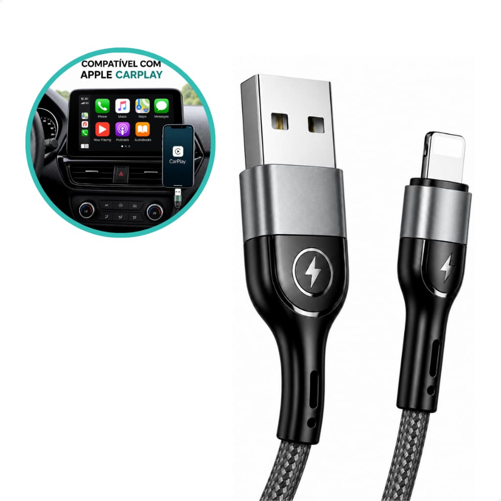 Cabo Carregador iPhone USB Lightning 1M Reforçado Dados e Energia Usams
