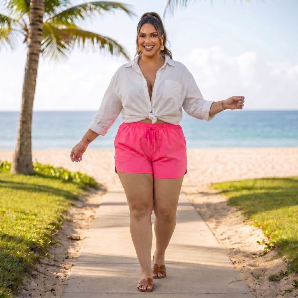 2 Uni Shorts Tactel Feminino Plus Size Dia a Dia Corrida Academia Caminhada Confortável GG ao G4