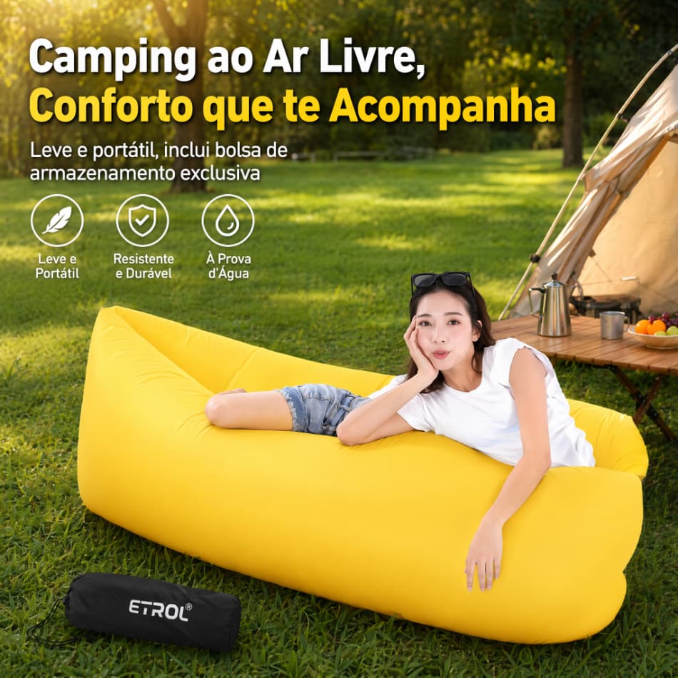 Puff Inflável Flutuante para Praia e Piscina, Sofá Portátil Leve Anti-Vazamento para Lazer ao Ar Livre