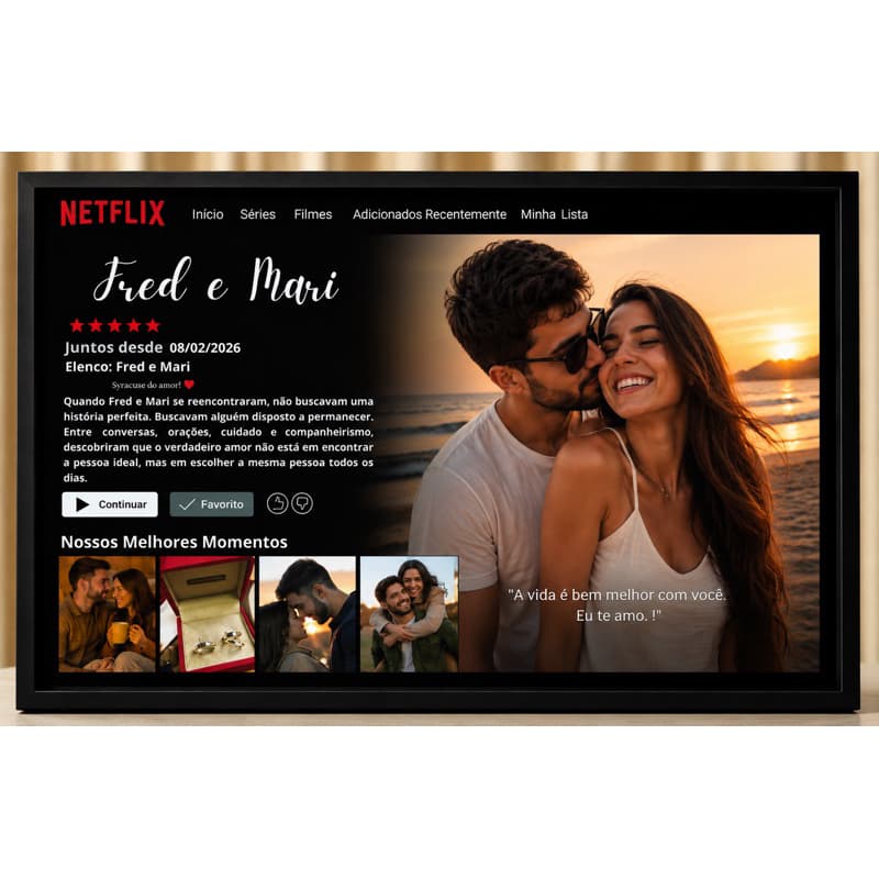 Quadro Personalizado Estilo Netflix Casal • Presente Namorado(a) • Quadro com Foto e Nome Personalizado