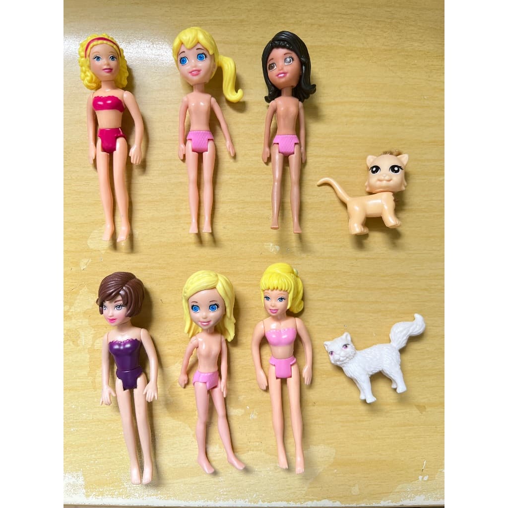 Lote De Polly 6 Bonecas, 2 Gatos Foto Real Usado Otimo Esta