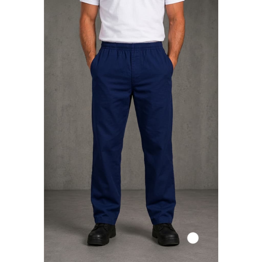 Calça Brim Profissional Sem Faixa Com Elástico Uniforme Trabalho Resistente