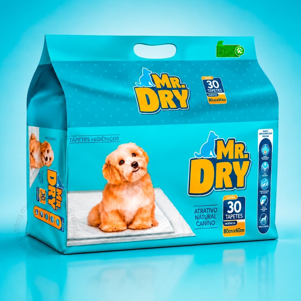 Mr. Dry Tapete Higiênico Para Cães 30 Unidades 80x60cm