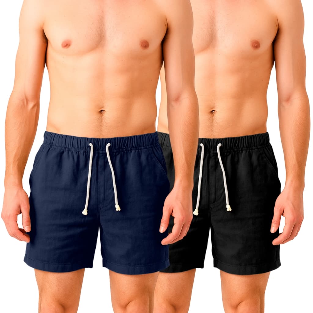 Kit 2 Shorts Linho Premium Bermuda Masculina Moda Praia Luxo