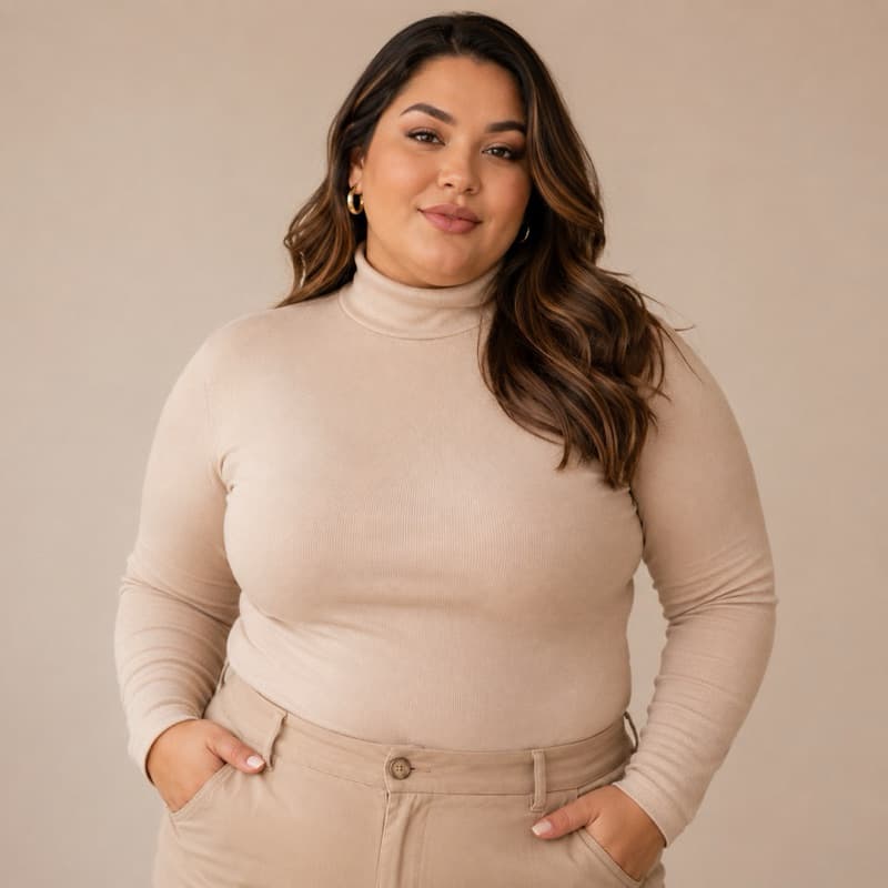 Blusa Femenina Manga longa Gola Alta Promoção Plus Size