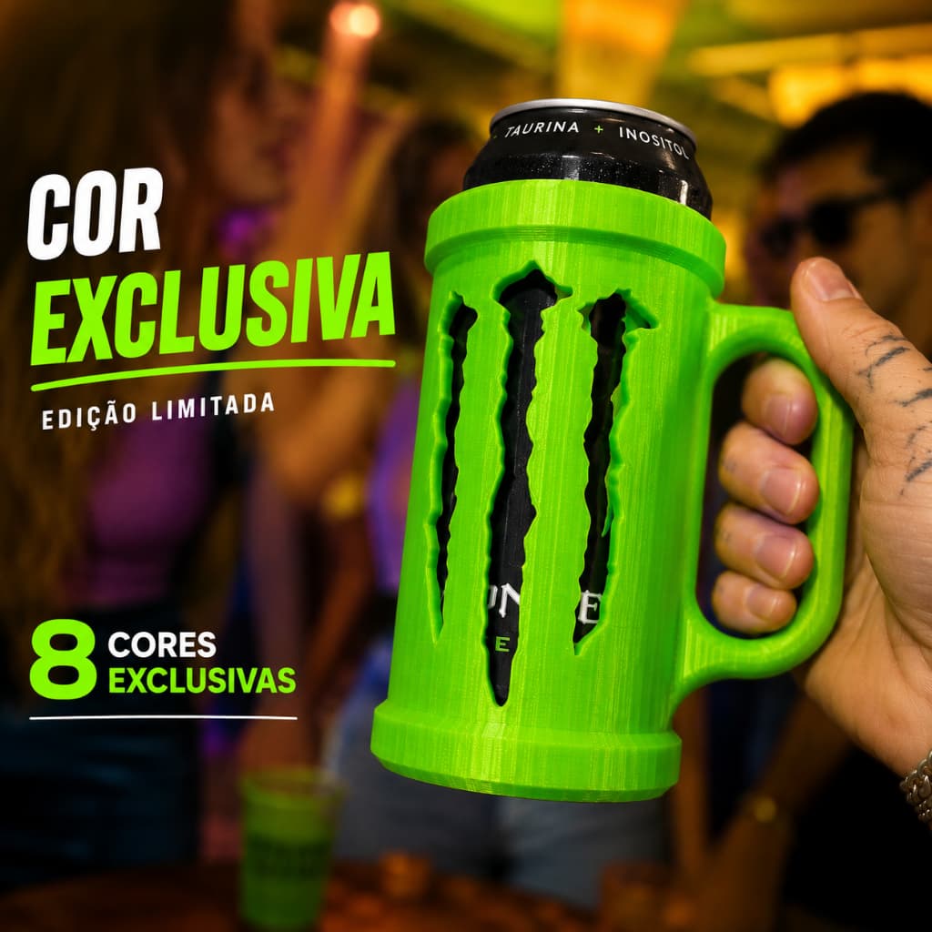 Porta Lata Monster 473ml Viralizado na Internet - 8 Cores Exclusivas Disponíveis - Pronta Entrega