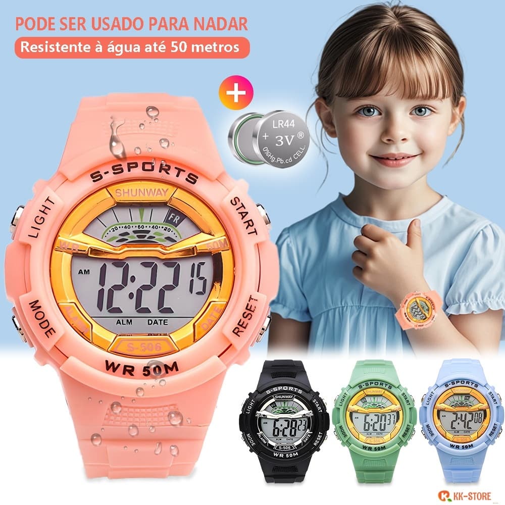 Relógio Femininoa Prova Dágua Esportivo Digital Com Brilha No Escuro Temporizador Dia Da Semana