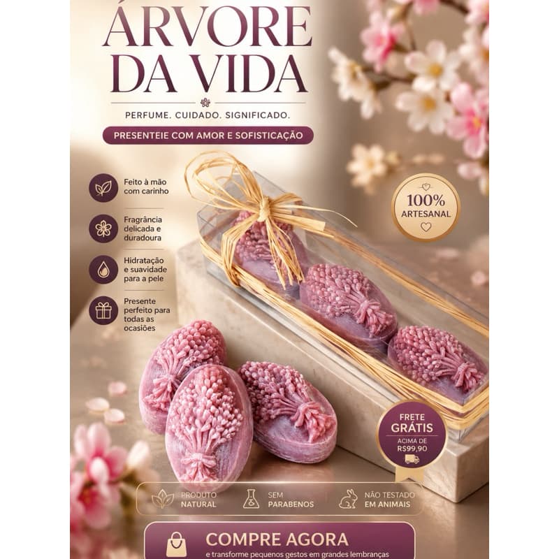 Sabonete artesanal Árvore da vida - kit com 3 unidades