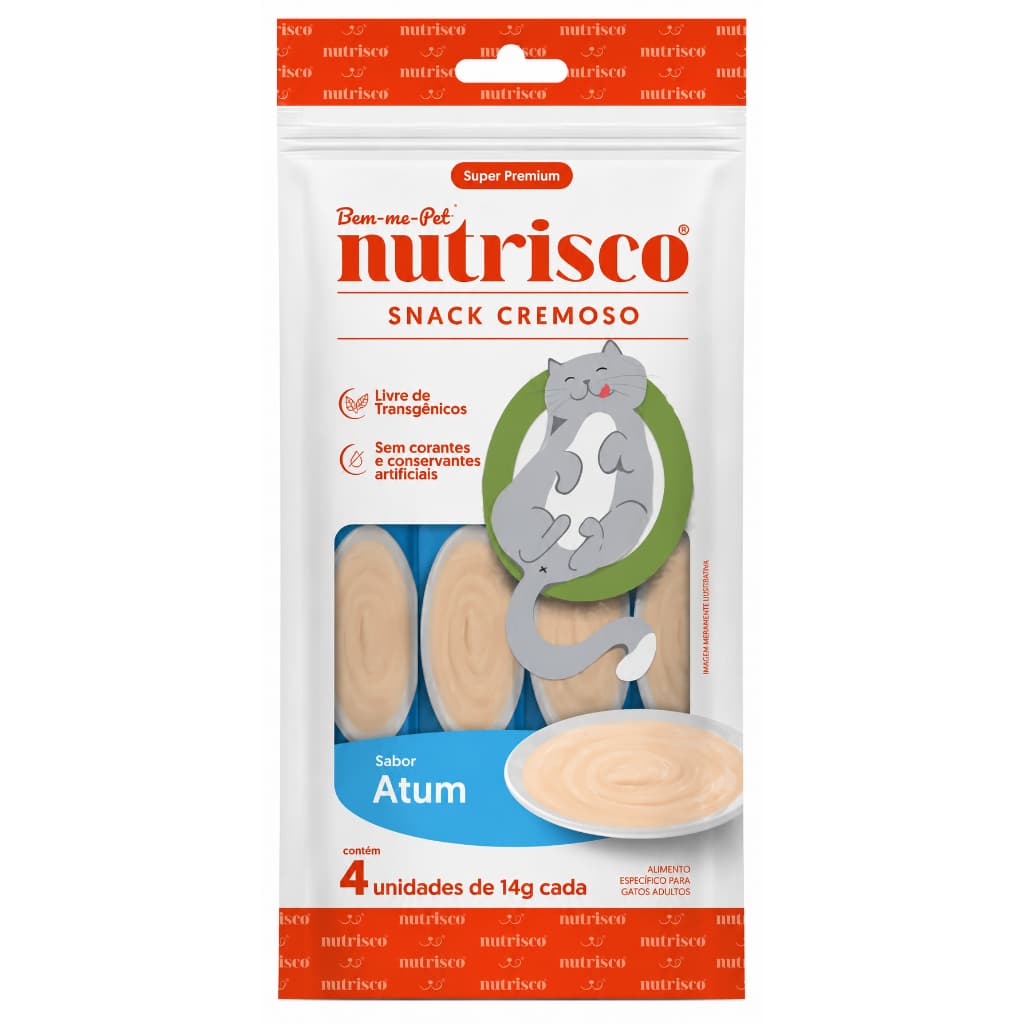 Snack Cremoso Nutrisco Atum para Gatos 4 Sachês de 14g Petisco Premium