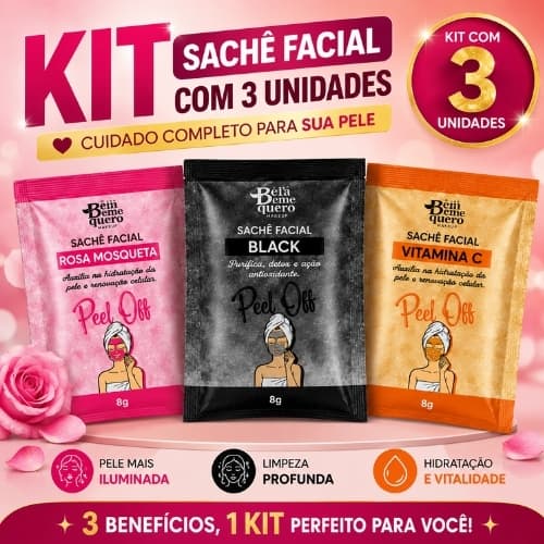 Kit Máscara Facial Sachê 8g  - 3 unidades