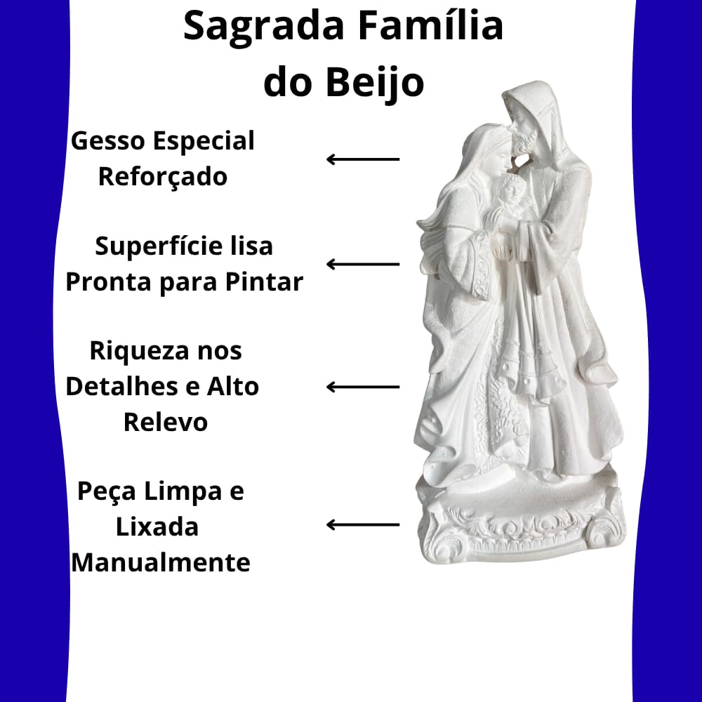 Imagem Sagrada Família Do Beijo De José 20 cm Gesso Cru Pintar