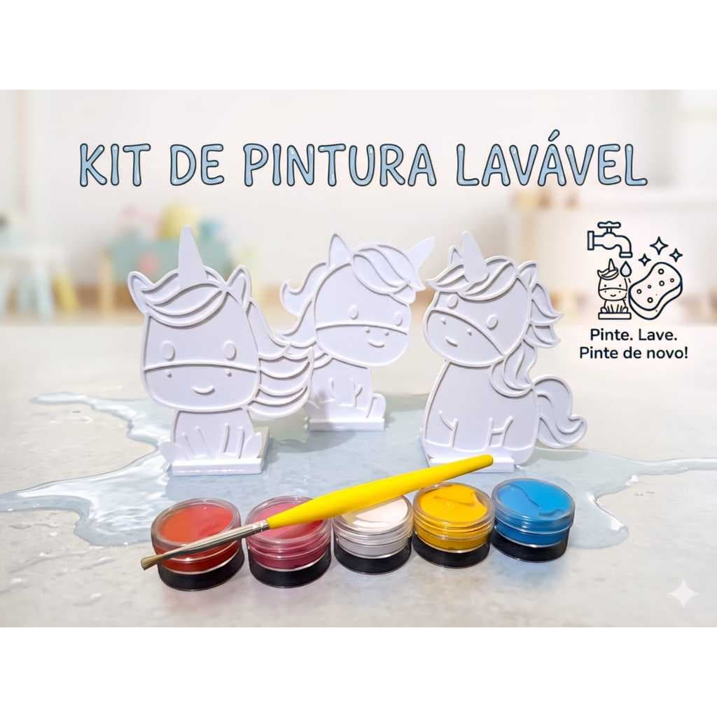 Kit De Pintura Infantil Lavável Unicórnio