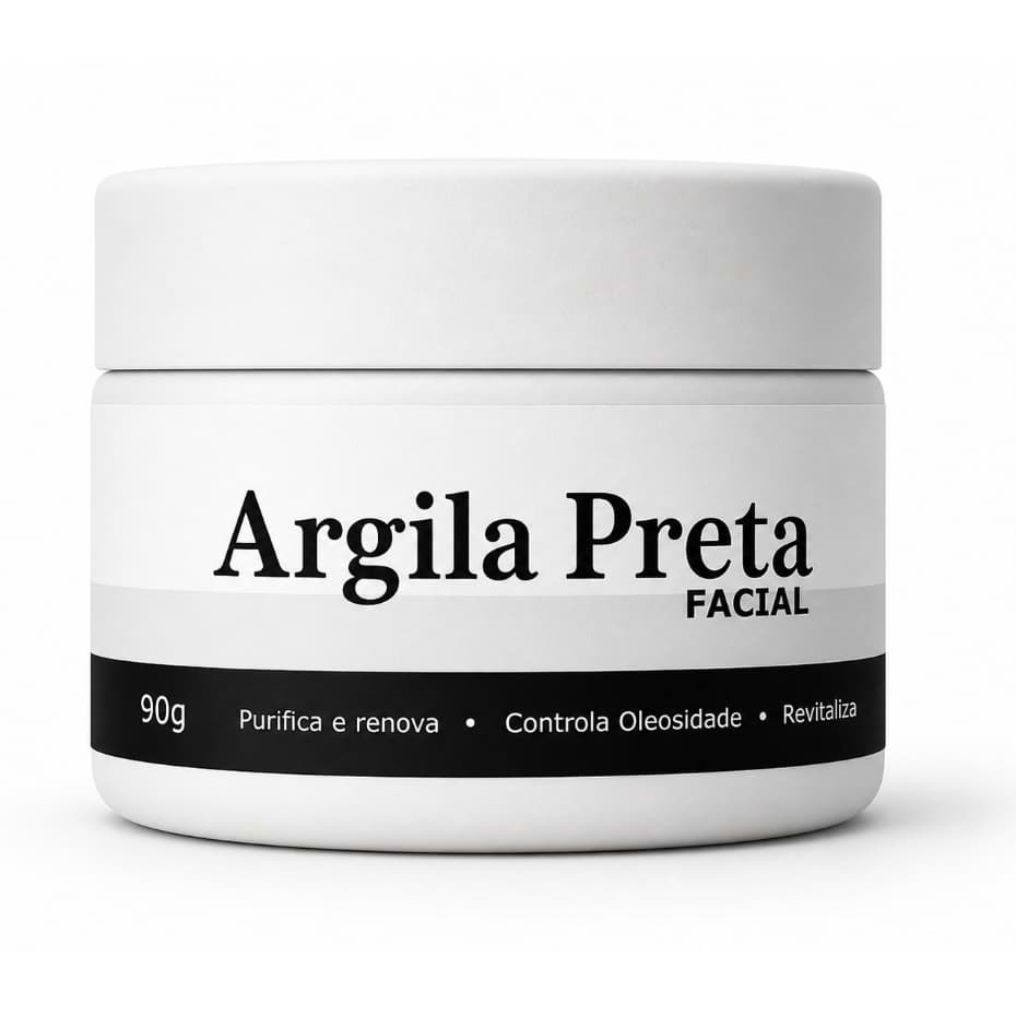 Máscara Facial de Argila Preta Ela&Ela - Pele Saudável, Sem Cravos e Oleosidade