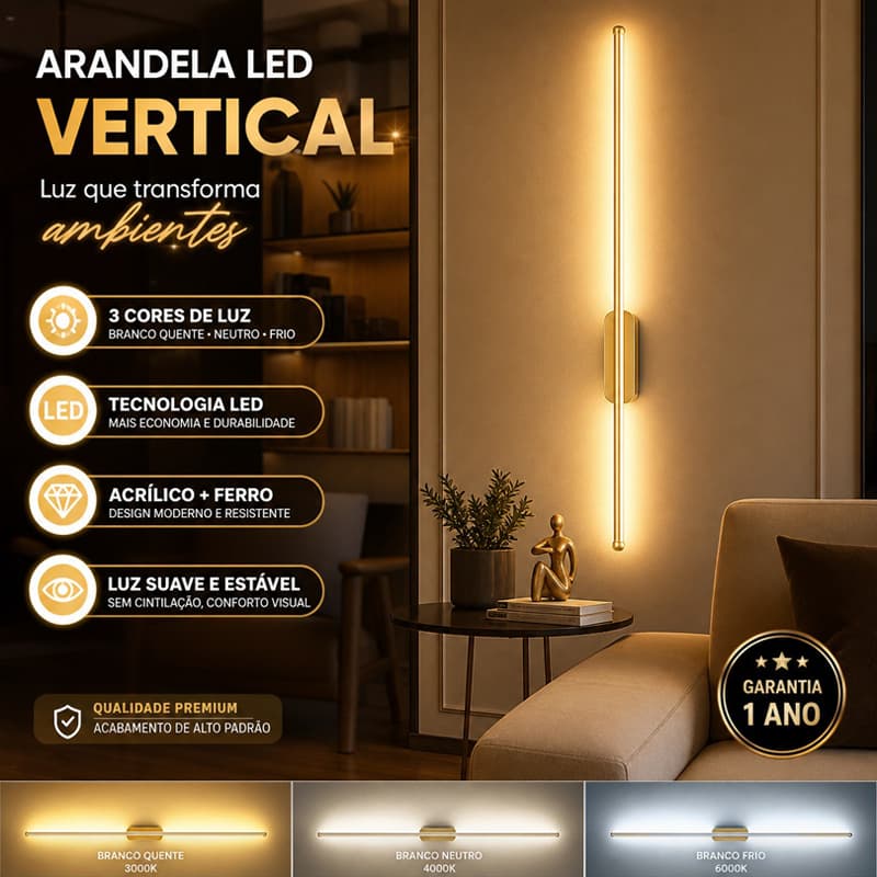 Luz de parede de tricores LED de ouro longo, livre de flash, iluminação moderna no interior