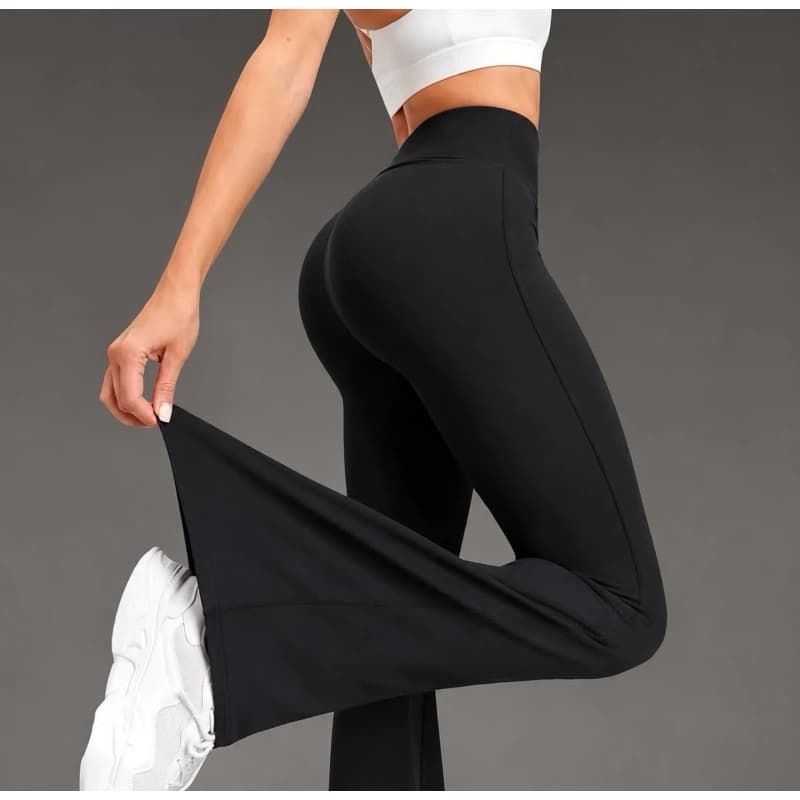 Kit 2 Calça Feminina Flare Bailarina Boca De Sino Preto e Branco Cintura Alta