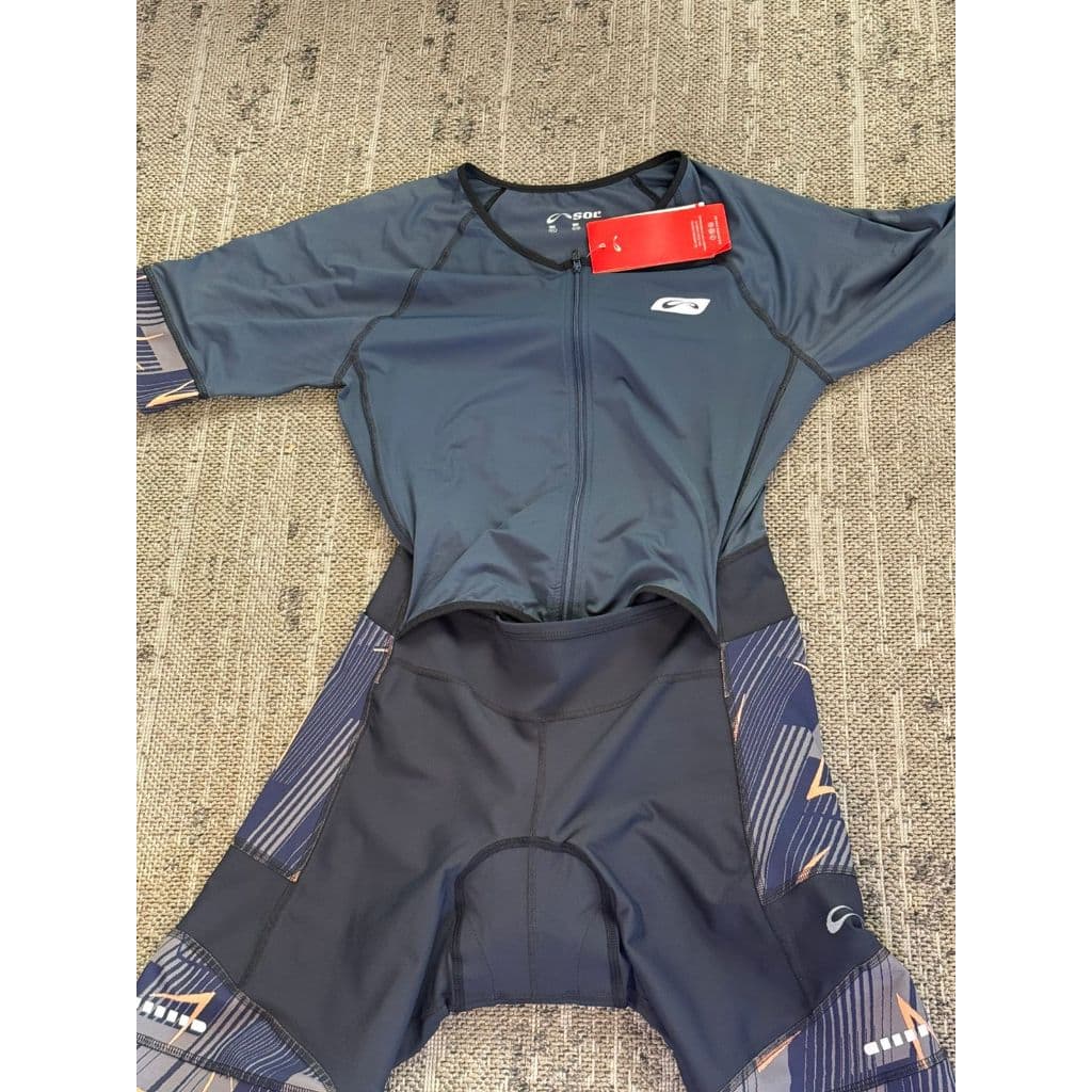 Macaquinho Ciclismo Feminino Matrix Estampa Marinho Salmão Premium Mtb Speed - GG