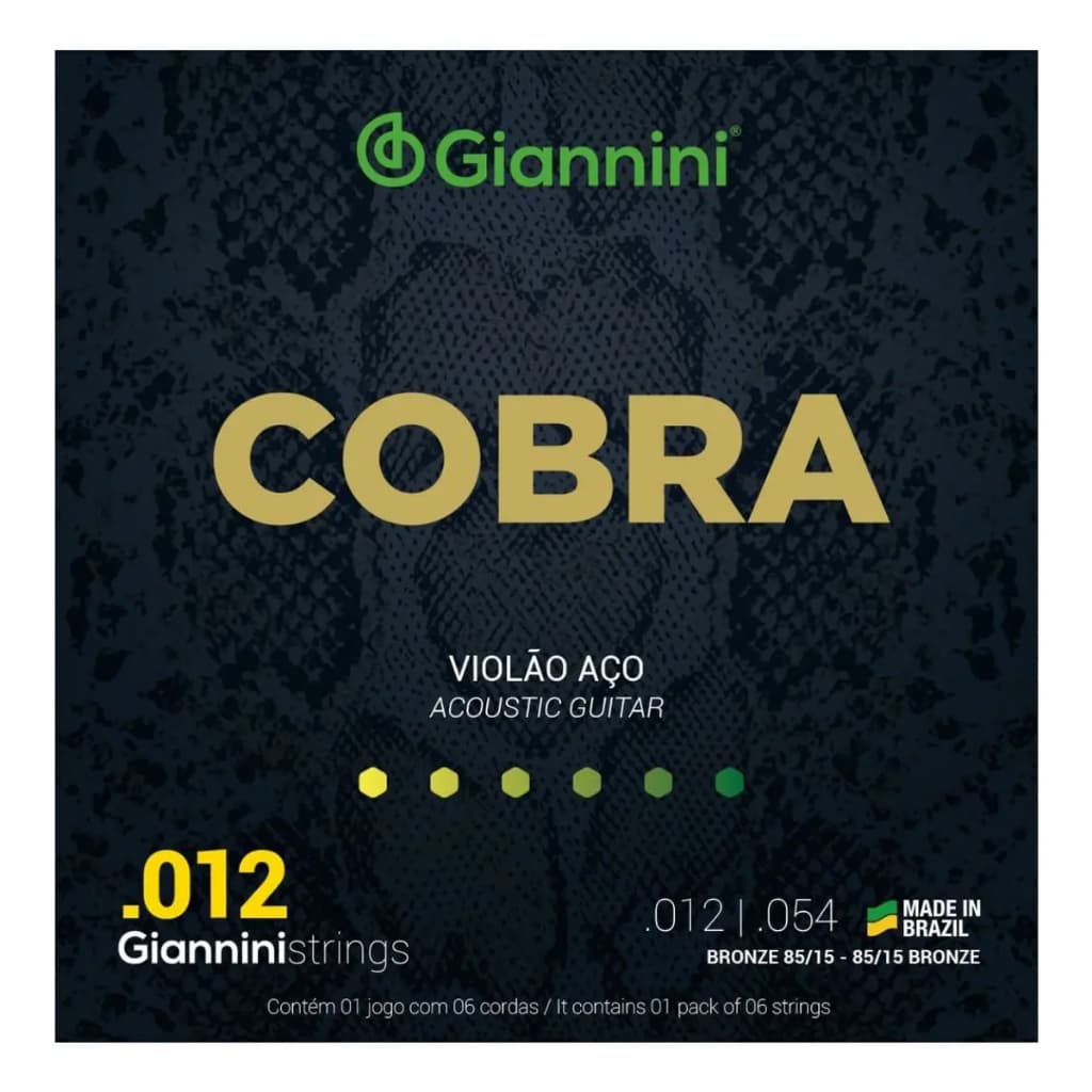 Encordoamento P/ Violão Giannini Cobra .012 Bronze 85/15 - Corda de Aço para Violão