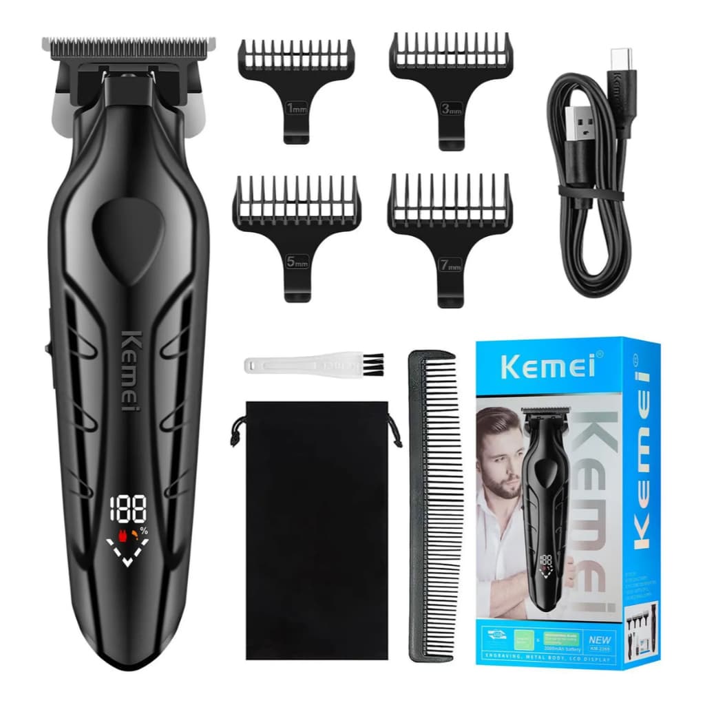 Maquina De Acabamento Profissional Kemei Original Cabelo Barba KM-2269 Com Display - Bivolt