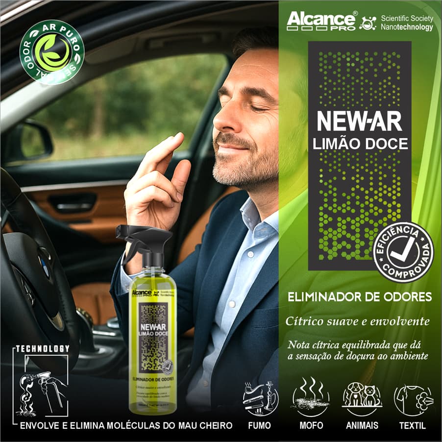 Eliminador De Odores New-ar Limão Doce 500ml Alcance Pro