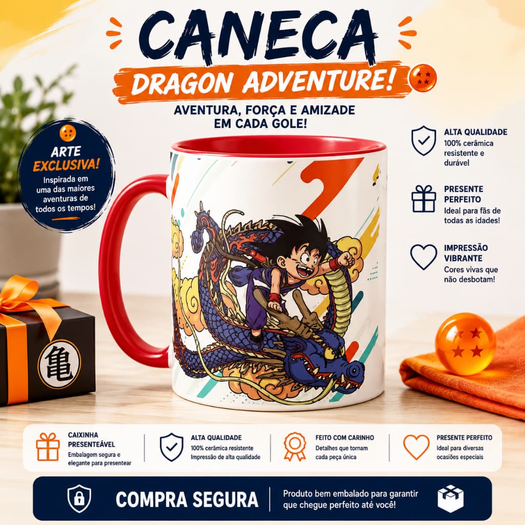 caneca Dragon Ball Z Super Saiyajin presente geek café chá coleção anime decoração geek cultura pop