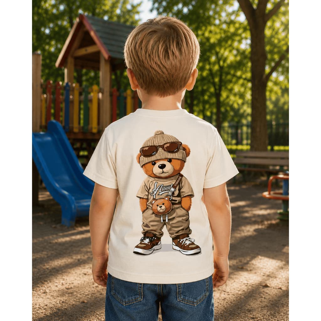 Camiseta Infantil Urso King Streetwear Malha 30.1 100% Algodão Camisa Juvenil Estilosa